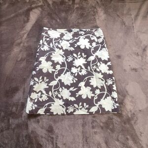 Banana Republic Skirt Sz 4 Brown Floral Lined Back Zip
